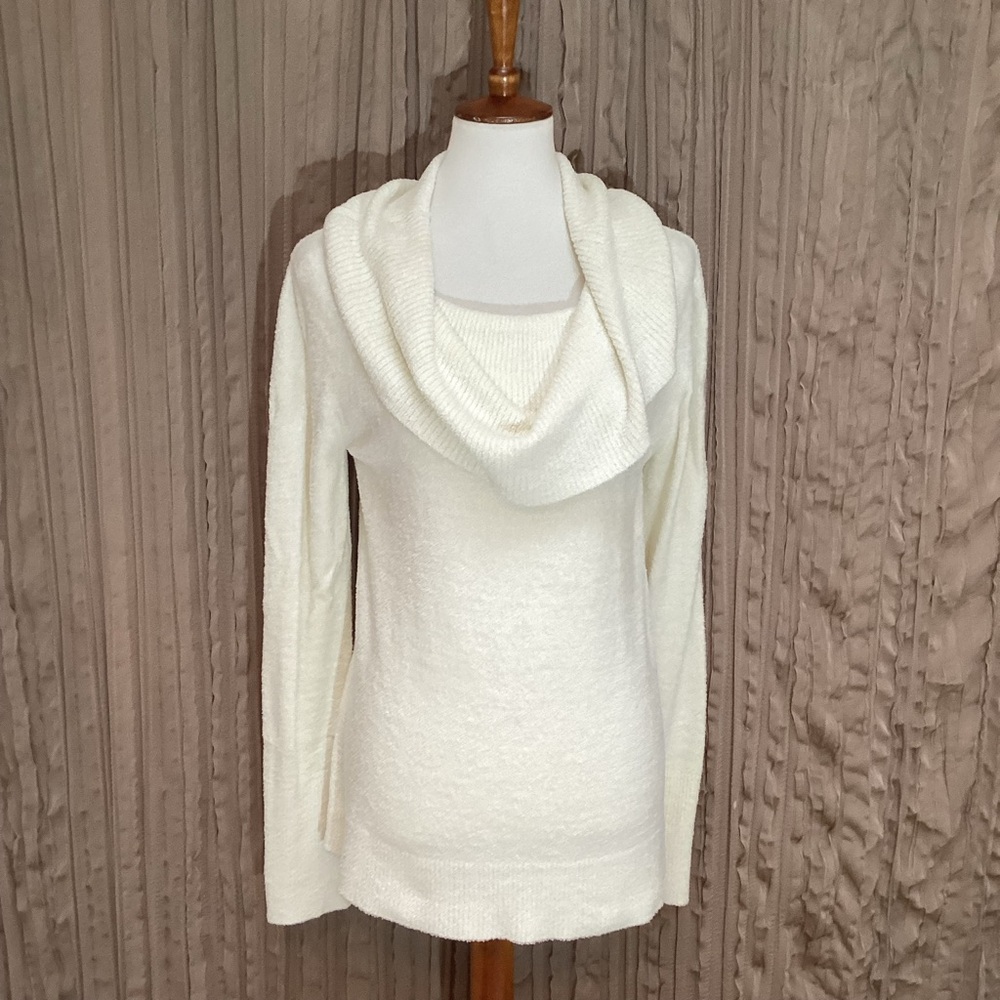 Neely Ivory Cowl Neck Sweater, very soft, long sleeves, medium
